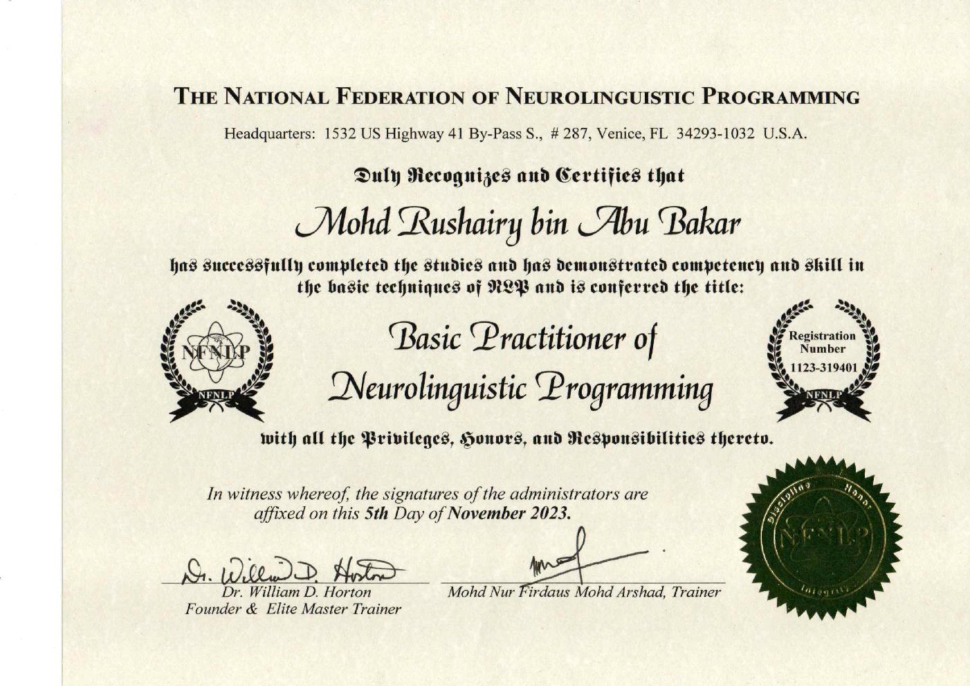 NFNLP Basic Practitioner certificate