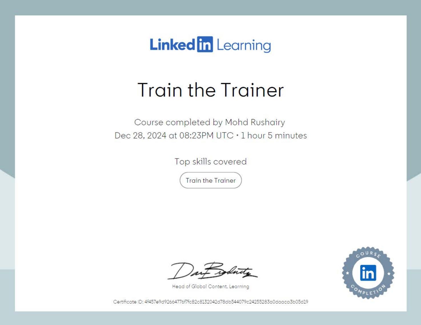 Train the Trainer certificate