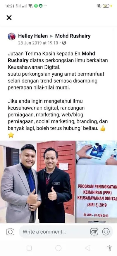 Digital entrepreneurship testimonial screenshot